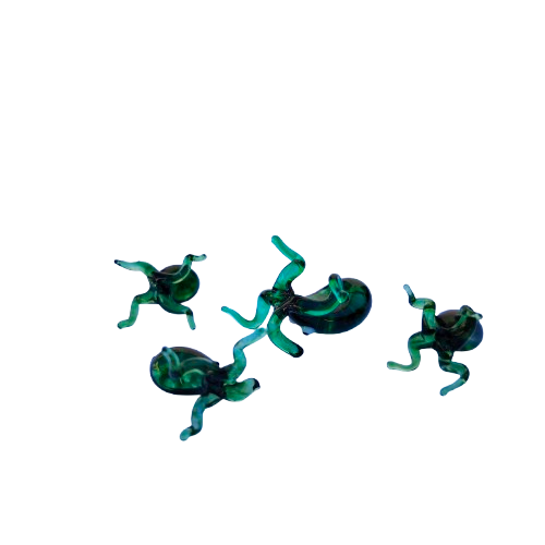 Murano glass green Octopus Family