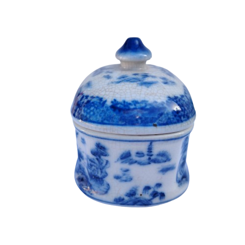 Wong Lee WL 1895 Blue and White lidded dish craquelure wares