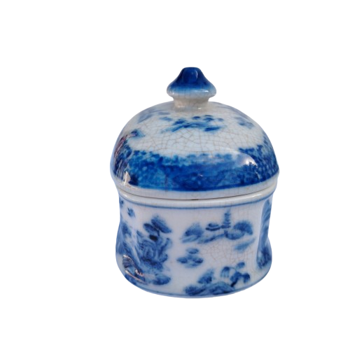 Wong Lee WL 1895 Blue and White lidded dish craquelure wares