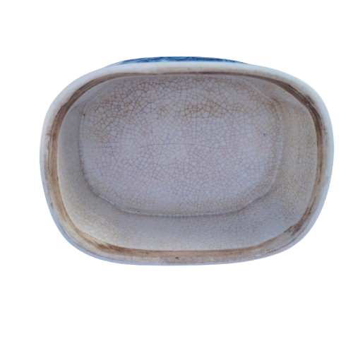 Wong Lee WL 1895 Blue and White lidded dish craquelure wares