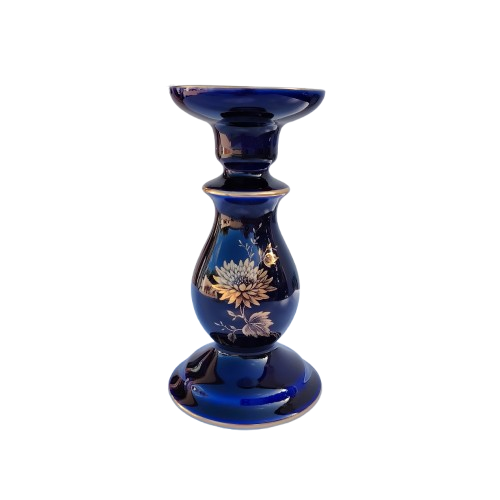 Limoges France Jeannette Echt Cobalt Cobalt Blue and 22k Gold Candle stick