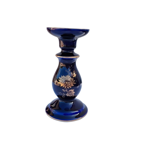 Limoges France Jeannette Echt Cobalt Cobalt Blue and 22k Gold Candle stick