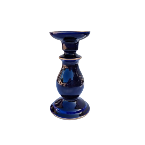 Limoges France Jeannette Echt Cobalt Cobalt Blue and 22k Gold Candle stick
