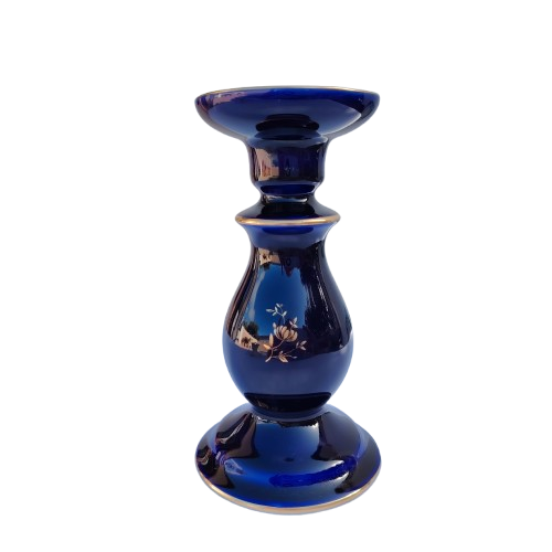 Limoges France Jeannette Echt Cobalt Cobalt Blue and 22k Gold Candle stick