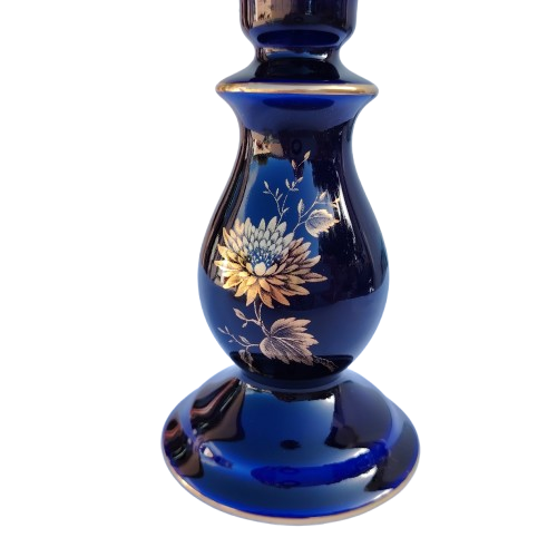 Limoges France Jeannette Echt Cobalt Cobalt Blue and 22k Gold Candle stick