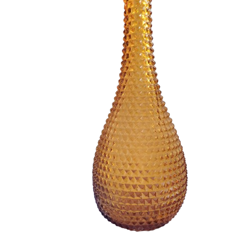 Mid century Italian Empoli `Genie` amber pressed glass decanter 1960s,