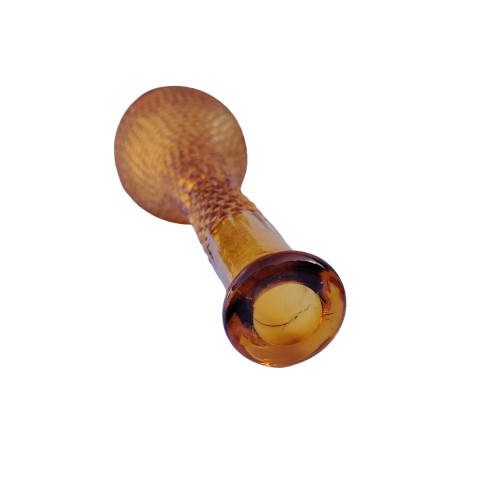 Mid century Italian Empoli `Genie` amber pressed glass decanter 1960s,