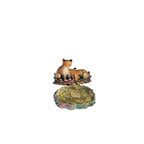 Jay Strongwater Two Foxes Enamel Swarovski Crystals Trinket Box