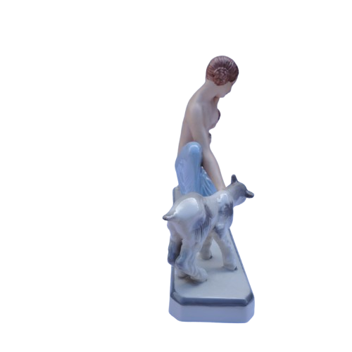 Royal Dux figural group of a mother a child with goat, pink triangle mark