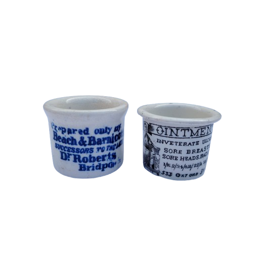 Two 19th century Staffordshire ointment pots
