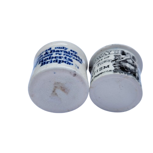 Two 19th century Staffordshire ointment pots