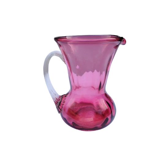 Beautiful Hand Blown Cranberry Art Glass Pitcher