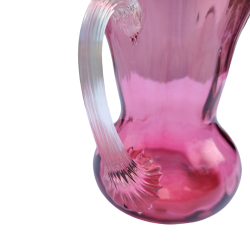 Beautiful Hand Blown Cranberry Art Glass Pitcher