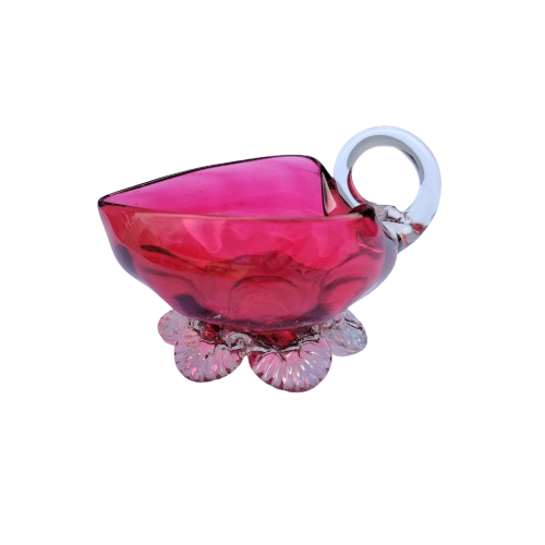 Beautiful Cranberry Cut Glass Heart Milk Jug
