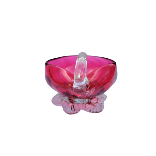 Beautiful Cranberry Cut Glass Heart Milk Jug