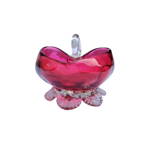 Beautiful Cranberry Cut Glass Heart Milk Jug