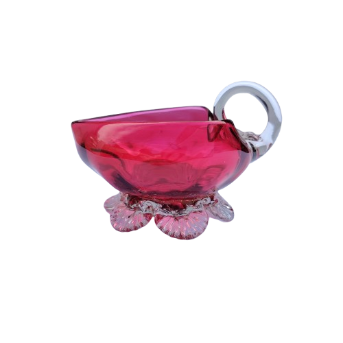 Beautiful Cranberry Cut Glass Heart Milk Jug