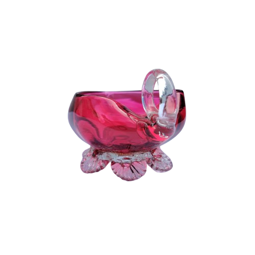 Beautiful Cranberry Cut Glass Heart Milk Jug
