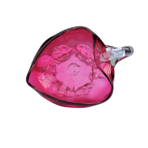 Beautiful Cranberry Cut Glass Heart Milk Jug