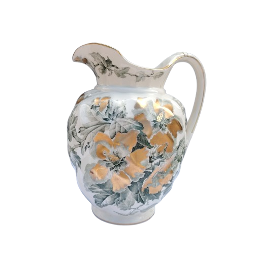 Large Antique Staffordshire Porcelain Jug Water Pitcher