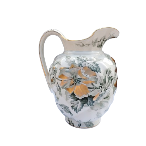 Large Antique Staffordshire Porcelain Jug Water Pitcher