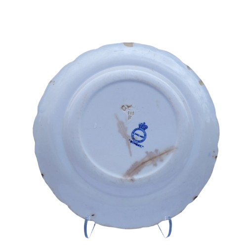 Antique John Maddock and Sons Royal Vitreous Bombay Blue Rimed Plates