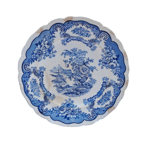Antique John Maddock and Sons Royal Vitreous Bombay Blue Rimed Plates