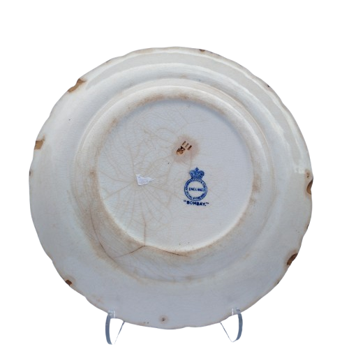 Antique John Maddock and Sons Royal Vitreous Bombay Blue Rimed Plates