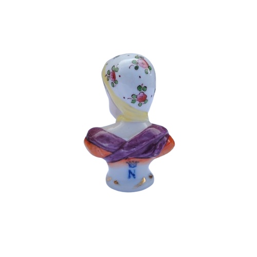 Antique Capodimonte Miniature Seated Lady Figurine Crown N Marked Italy