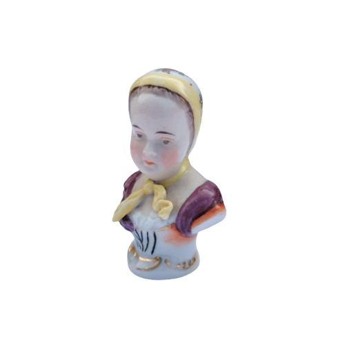Antique Capodimonte Miniature Seated Lady Figurine Crown N Marked Italy