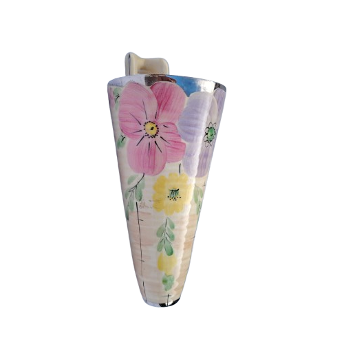 Art Deco Arthur Wood Pink pastel flowers wall flower pocket