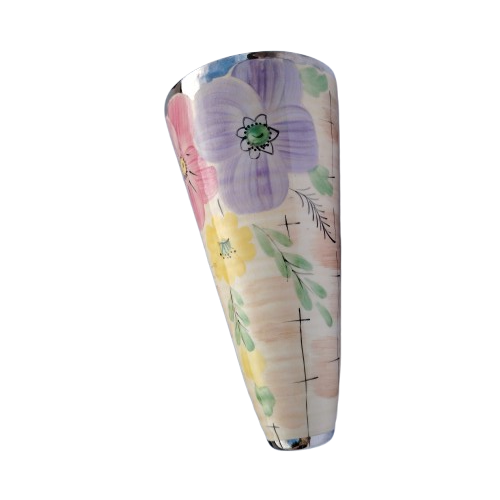 Art Deco Arthur Wood Pink pastel flowers wall flower pocket
