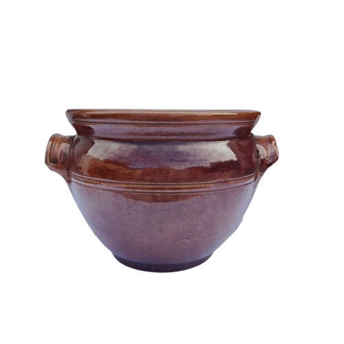 Vintage Large Brown Glazed Stone wear Pottery Pot