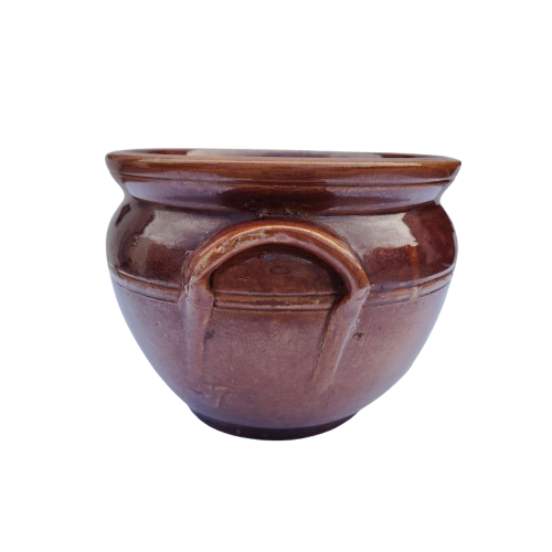 Vintage Large Brown Glazed Stone wear Pottery Pot