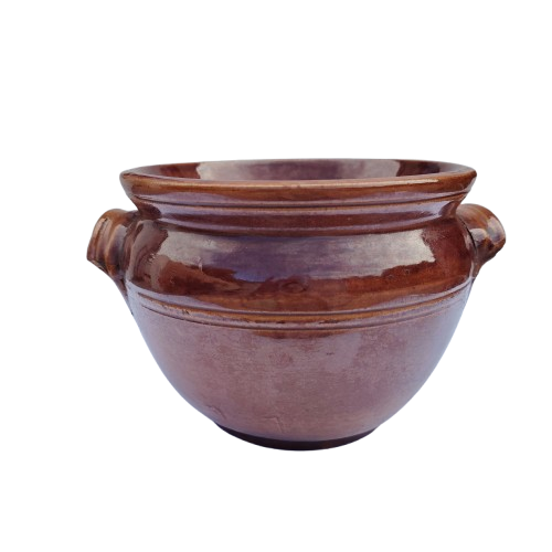 Vintage Large Brown Glazed Stone wear Pottery Pot