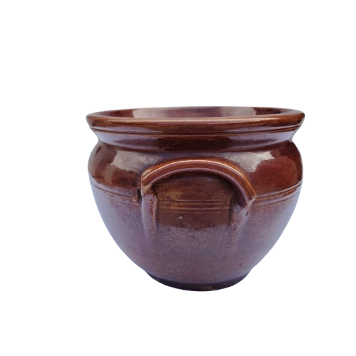 Vintage Large Brown Glazed Stone wear Pottery Pot