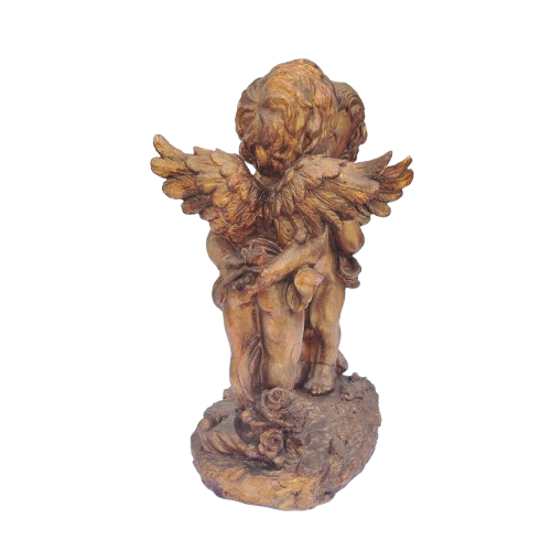 Large Giltwood-Effect Figurine of Two Cherubs Kissing