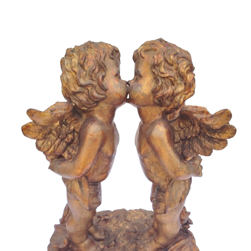 Large Giltwood-Effect Figurine of Two Cherubs Kissing