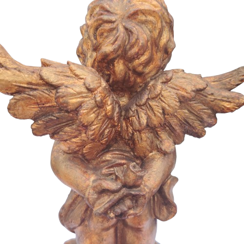 Large Giltwood-Effect Figurine of Two Cherubs Kissing