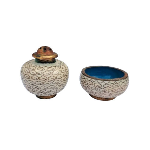 Beautiful vintage Chinese cloisonne cruet set, dating from the 1950s