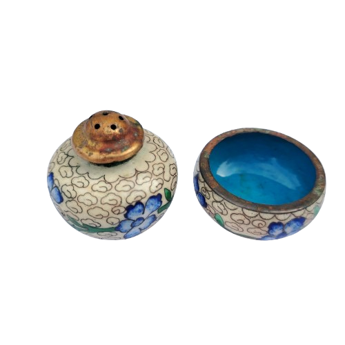 Beautiful vintage Chinese cloisonne cruet set, dating from the 1950s