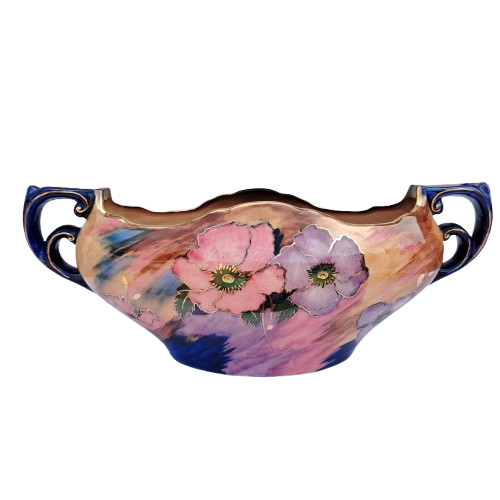 H & K Tunstall Anemone Pattern Large Two-Handled Centerpiece Bowl