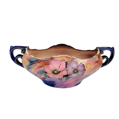 H & K Tunstall Anemone Pattern Large Two-Handled Centerpiece Bowl