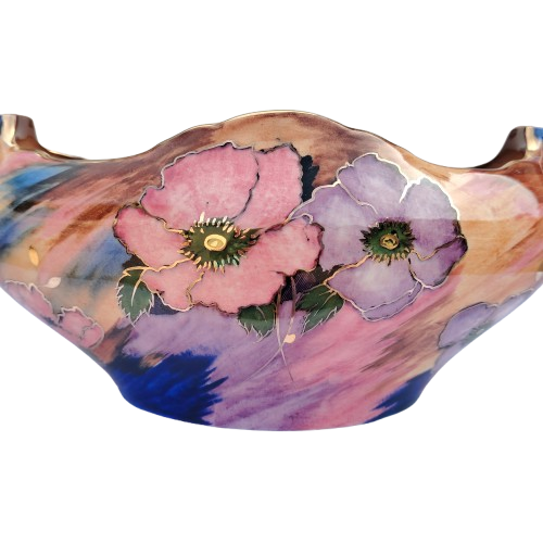 H & K Tunstall Anemone Pattern Large Two-Handled Centerpiece Bowl