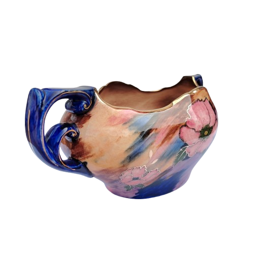 H & K Tunstall Anemone Pattern Large Two-Handled Centerpiece Bowl