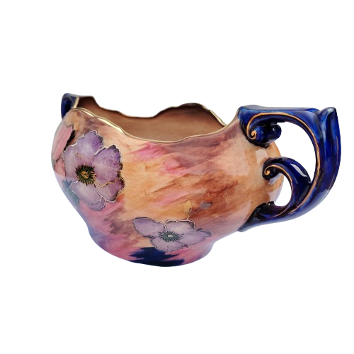 H & K Tunstall Anemone Pattern Large Two-Handled Centerpiece Bowl