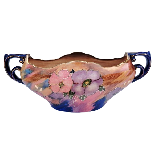 H & K Tunstall Anemone Pattern Large Two-Handled Centerpiece Bowl