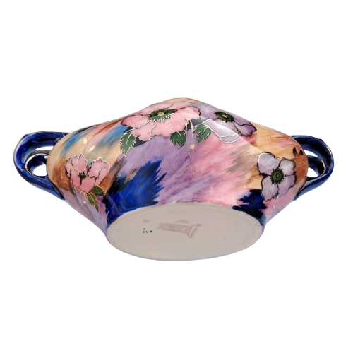 H & K Tunstall Anemone Pattern Large Two-Handled Centerpiece Bowl