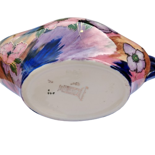 H & K Tunstall Anemone Pattern Large Two-Handled Centerpiece Bowl