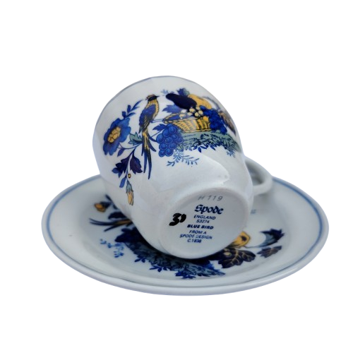 Spode Demitasse Cup and Saucer White with blue bird